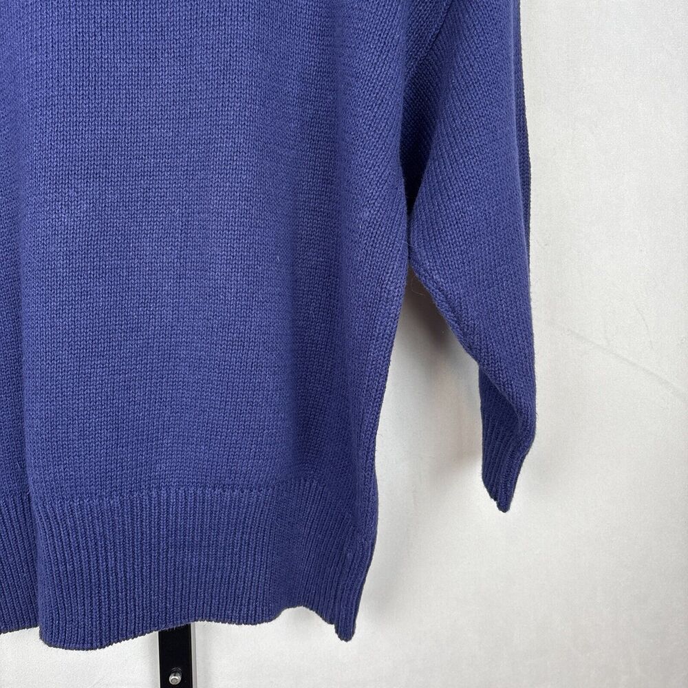 Vintage Mirrors of Krizia Sweater M Indigo Pullover Pearl Flower Shoulder Button - Picture 10 of 12